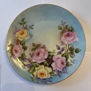 Bavaria Germany Plate Heinrich & Co Selb Roses Hand Painted Porcelain plate